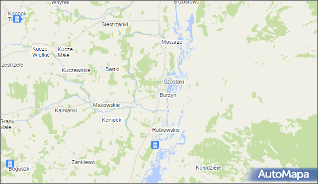 mapa Burzyn gmina Jedwabne, Burzyn gmina Jedwabne na mapie Targeo