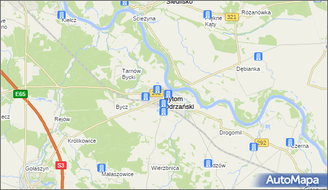 mapa Bytom Odrzański, Bytom Odrzański na mapie Targeo