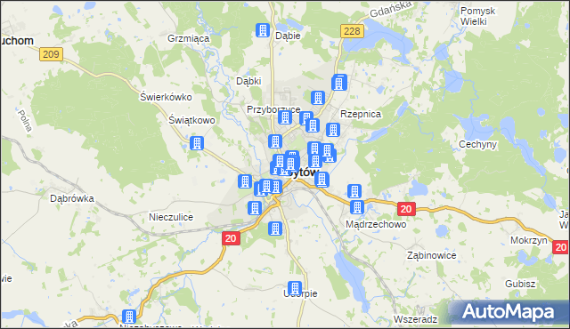 mapa Bytów, Bytów na mapie Targeo