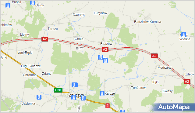 mapa Bzów, Bzów na mapie Targeo