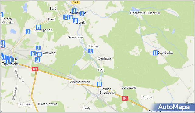 mapa Centawa, Centawa na mapie Targeo