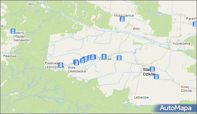 mapa Cewków, Cewków na mapie Targeo