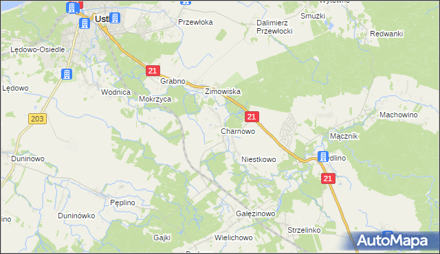 mapa Charnowo gmina Ustka, Charnowo gmina Ustka na mapie Targeo