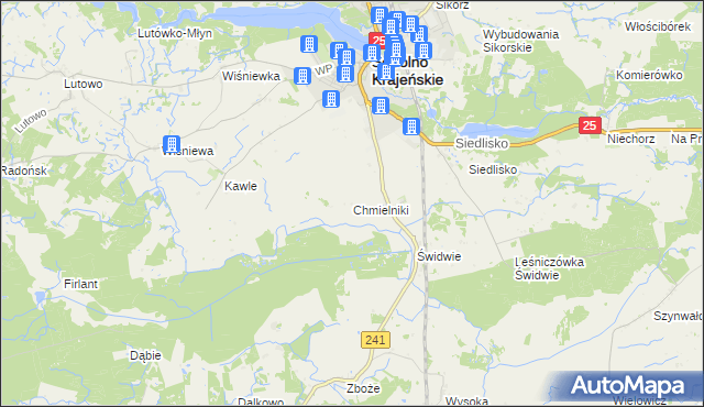 mapa Chmielniki gmina Sępólno Krajeńskie, Chmielniki gmina Sępólno Krajeńskie na mapie Targeo