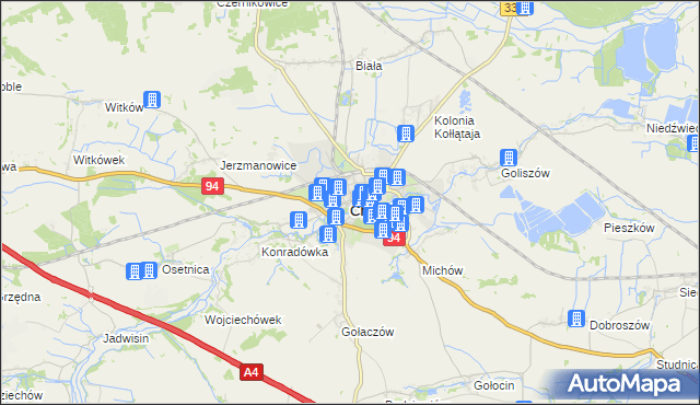 mapa Chojnów powiat legnicki, Chojnów powiat legnicki na mapie Targeo