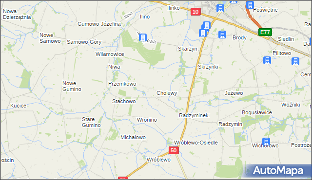 mapa Cholewy gmina Płońsk, Cholewy gmina Płońsk na mapie Targeo