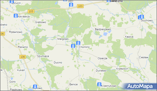 mapa Chomino, Chomino na mapie Targeo