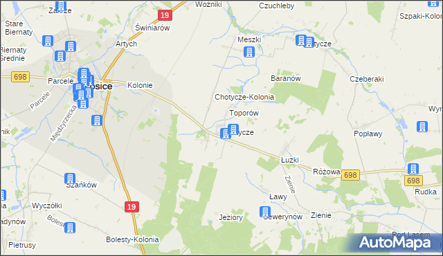 mapa Chotycze, Chotycze na mapie Targeo
