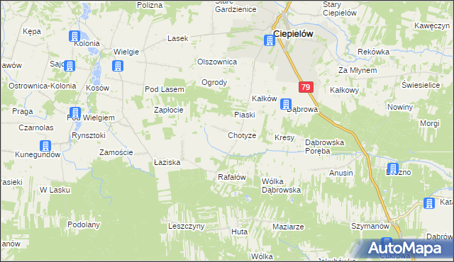 mapa Chotyze, Chotyze na mapie Targeo