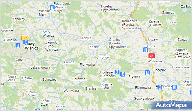 mapa Chronów gmina Nowy Wiśnicz, Chronów gmina Nowy Wiśnicz na mapie Targeo