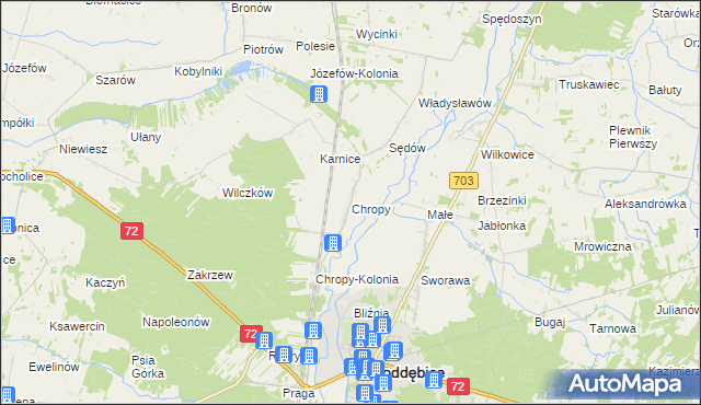 mapa Chropy, Chropy na mapie Targeo