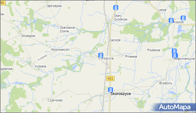 mapa Chróścina gmina Skoroszyce, Chróścina gmina Skoroszyce na mapie Targeo