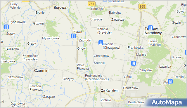 mapa Chrząstów gmina Mielec, Chrząstów gmina Mielec na mapie Targeo