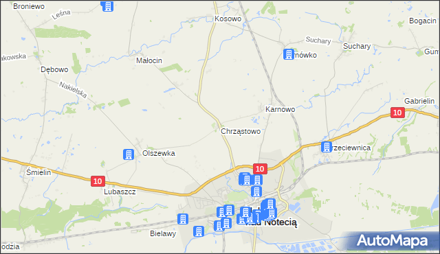 mapa Chrząstowo gmina Nakło nad Notecią, Chrząstowo gmina Nakło nad Notecią na mapie Targeo