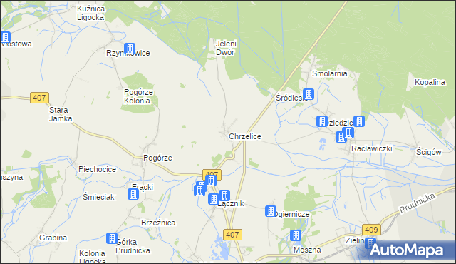 mapa Chrzelice, Chrzelice na mapie Targeo