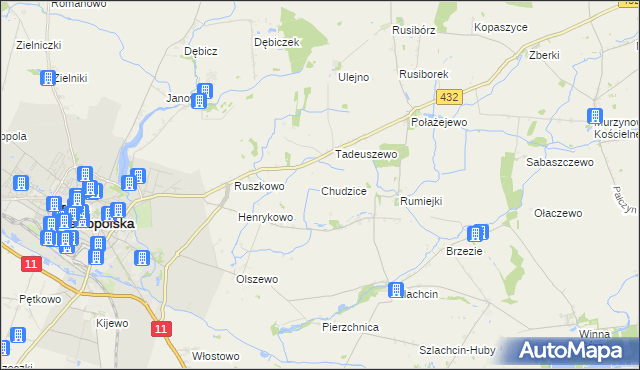 mapa Chudzice, Chudzice na mapie Targeo