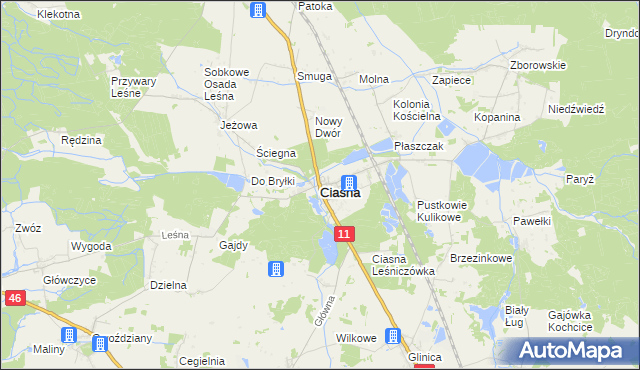 mapa Ciasna, Ciasna na mapie Targeo