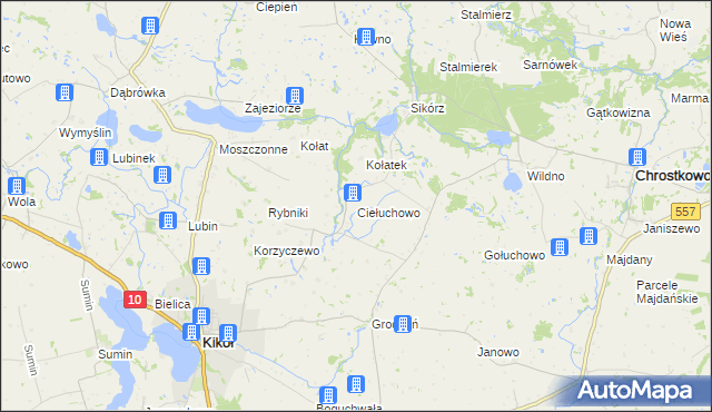 mapa Ciełuchowo, Ciełuchowo na mapie Targeo