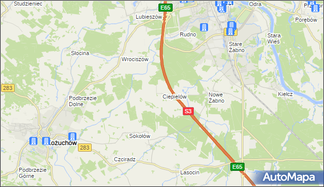 mapa Ciepielów gmina Nowa Sól, Ciepielów gmina Nowa Sól na mapie Targeo