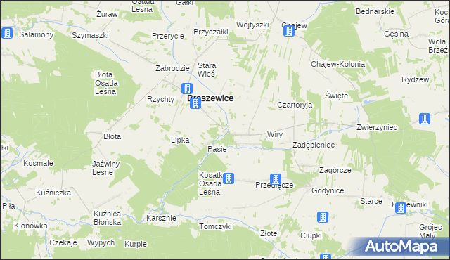 mapa Ciołki gmina Brąszewice, Ciołki gmina Brąszewice na mapie Targeo