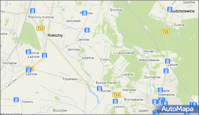 mapa Ciosny gmina Ujazd, Ciosny gmina Ujazd na mapie Targeo