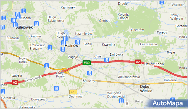mapa Cisie gmina Halinów, Cisie gmina Halinów na mapie Targeo