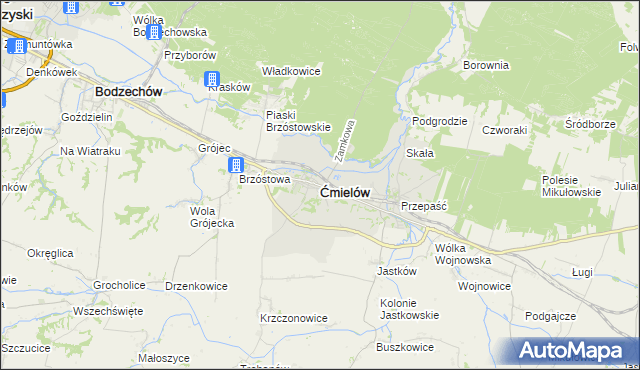 mapa Ćmielów, Ćmielów na mapie Targeo