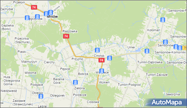 mapa Ćmińsk, Ćmińsk na mapie Targeo
