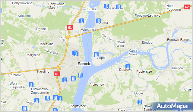 mapa Cupel gmina Serock, Cupel gmina Serock na mapie Targeo