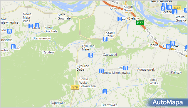 mapa Cybulice, Cybulice na mapie Targeo