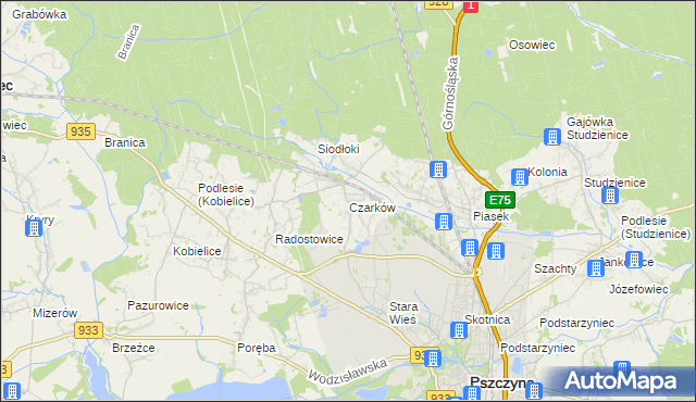 mapa Czarków gmina Pszczyna, Czarków gmina Pszczyna na mapie Targeo