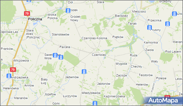 mapa Czarnolas gmina Policzna, Czarnolas gmina Policzna na mapie Targeo