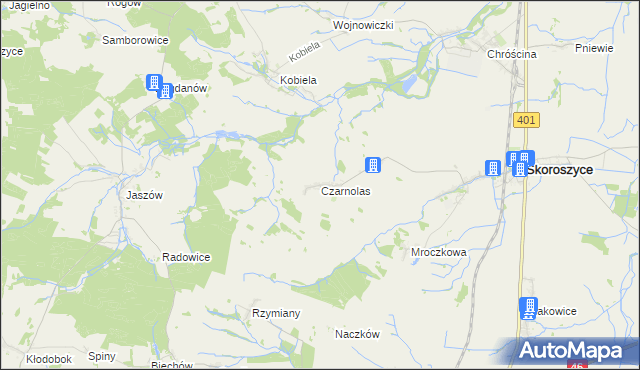 mapa Czarnolas gmina Skoroszyce, Czarnolas gmina Skoroszyce na mapie Targeo