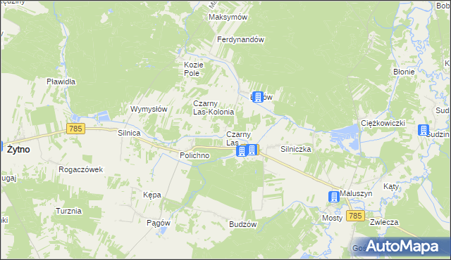 mapa Czarny Las gmina Żytno, Czarny Las gmina Żytno na mapie Targeo