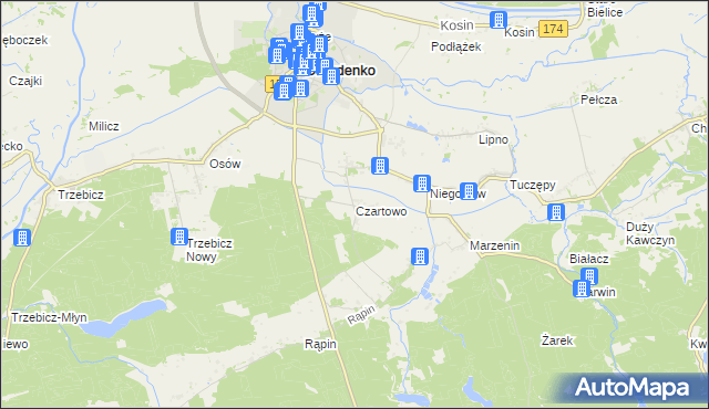 mapa Czartowo gmina Drezdenko, Czartowo gmina Drezdenko na mapie Targeo