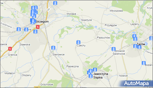 mapa Czechy gmina Jaworzyna Śląska, Czechy gmina Jaworzyna Śląska na mapie Targeo