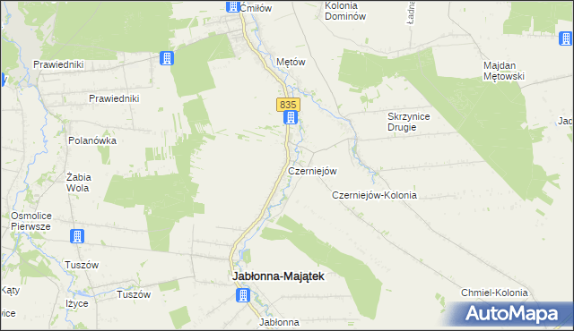 mapa Czerniejów gmina Jabłonna, Czerniejów gmina Jabłonna na mapie Targeo