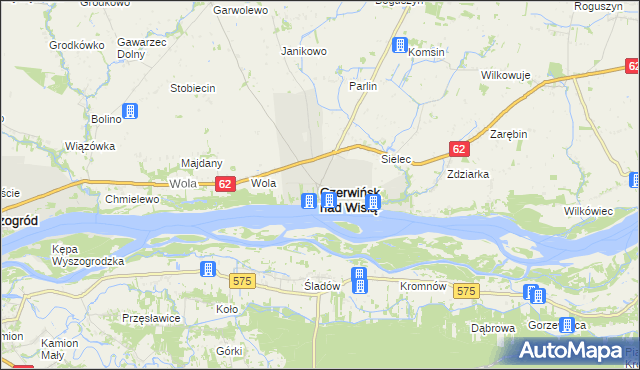 mapa Czerwińsk nad Wisłą, Czerwińsk nad Wisłą na mapie Targeo