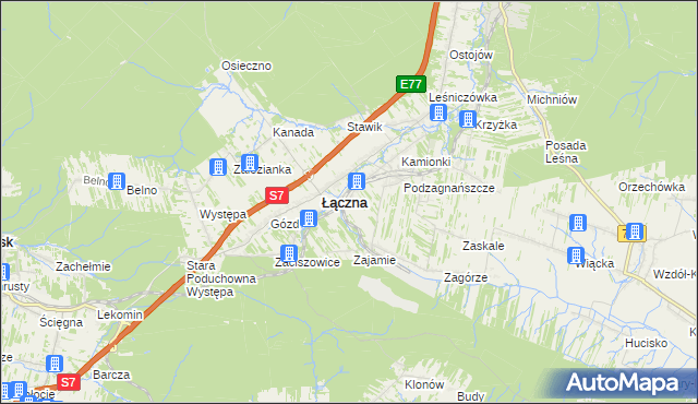 mapa Czerwona Górka gmina Łączna, Czerwona Górka gmina Łączna na mapie Targeo
