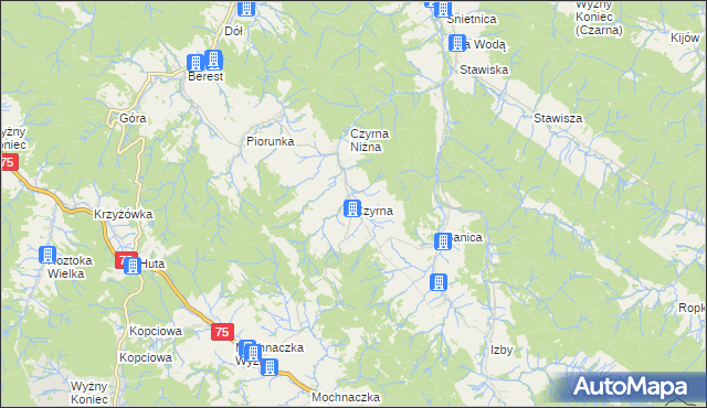 mapa Czyrna, Czyrna na mapie Targeo