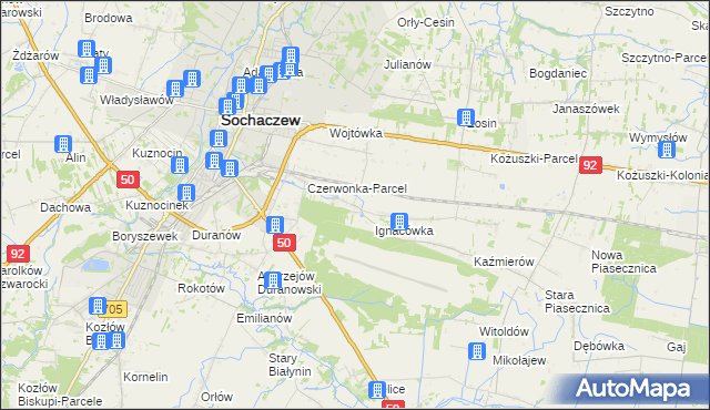 mapa Czyste gmina Sochaczew, Czyste gmina Sochaczew na mapie Targeo