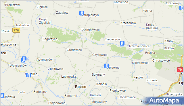 mapa Czyżowice gmina Bejsce, Czyżowice gmina Bejsce na mapie Targeo