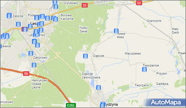 mapa Dąbcze, Dąbcze na mapie Targeo