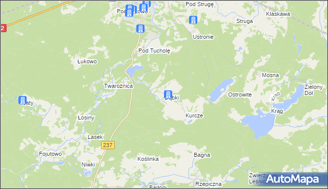 mapa Dąbki gmina Czersk, Dąbki gmina Czersk na mapie Targeo