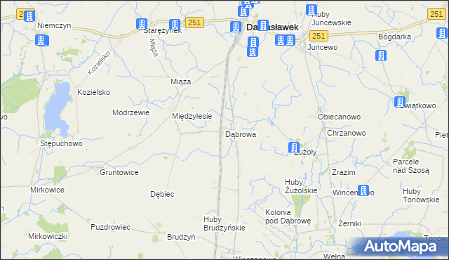 mapa Dąbrowa gmina Damasławek, Dąbrowa gmina Damasławek na mapie Targeo