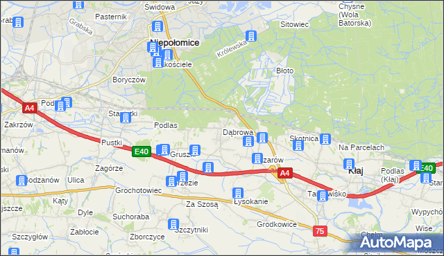 mapa Dąbrowa gmina Kłaj, Dąbrowa gmina Kłaj na mapie Targeo
