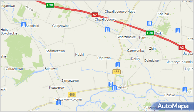 mapa Dąbrowa gmina Lądek, Dąbrowa gmina Lądek na mapie Targeo