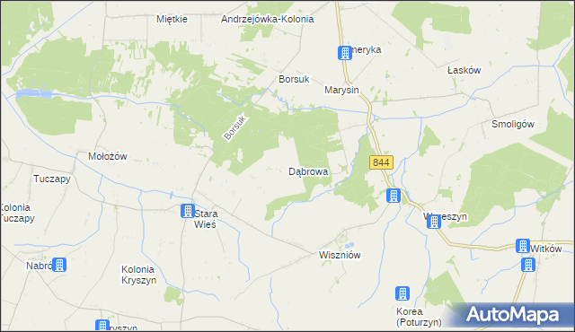 mapa Dąbrowa gmina Mircze, Dąbrowa gmina Mircze na mapie Targeo