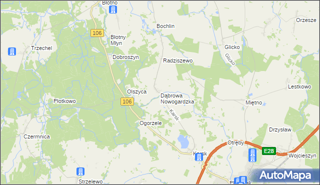 mapa Dąbrowa Nowogardzka, Dąbrowa Nowogardzka na mapie Targeo