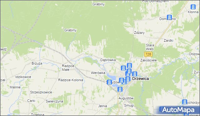 mapa Dąbrówka gmina Drzewica, Dąbrówka gmina Drzewica na mapie Targeo